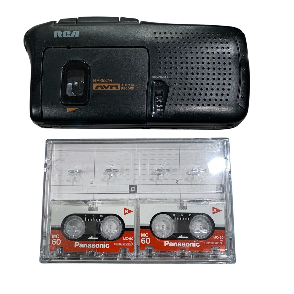 RCA RP3537R Microcassette Recorder AVR Voice Activated + 2 Panasonic MC-60 Tapes